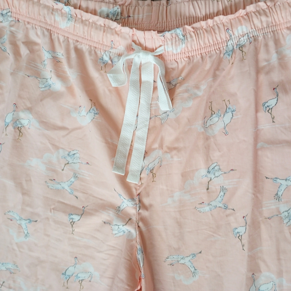 Women's Asian Crane Print Pajama Pants PJs sleep pants.  Size 2X.  Longer length